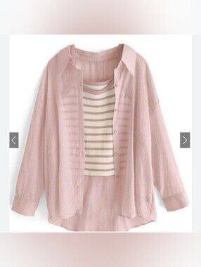 GRL pink and cream knit striped camisole tank top